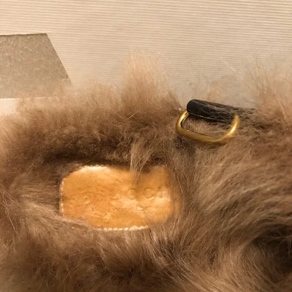 Gucci Black Mules with Brown Fur and Gold Detail - Picture 7 of 9